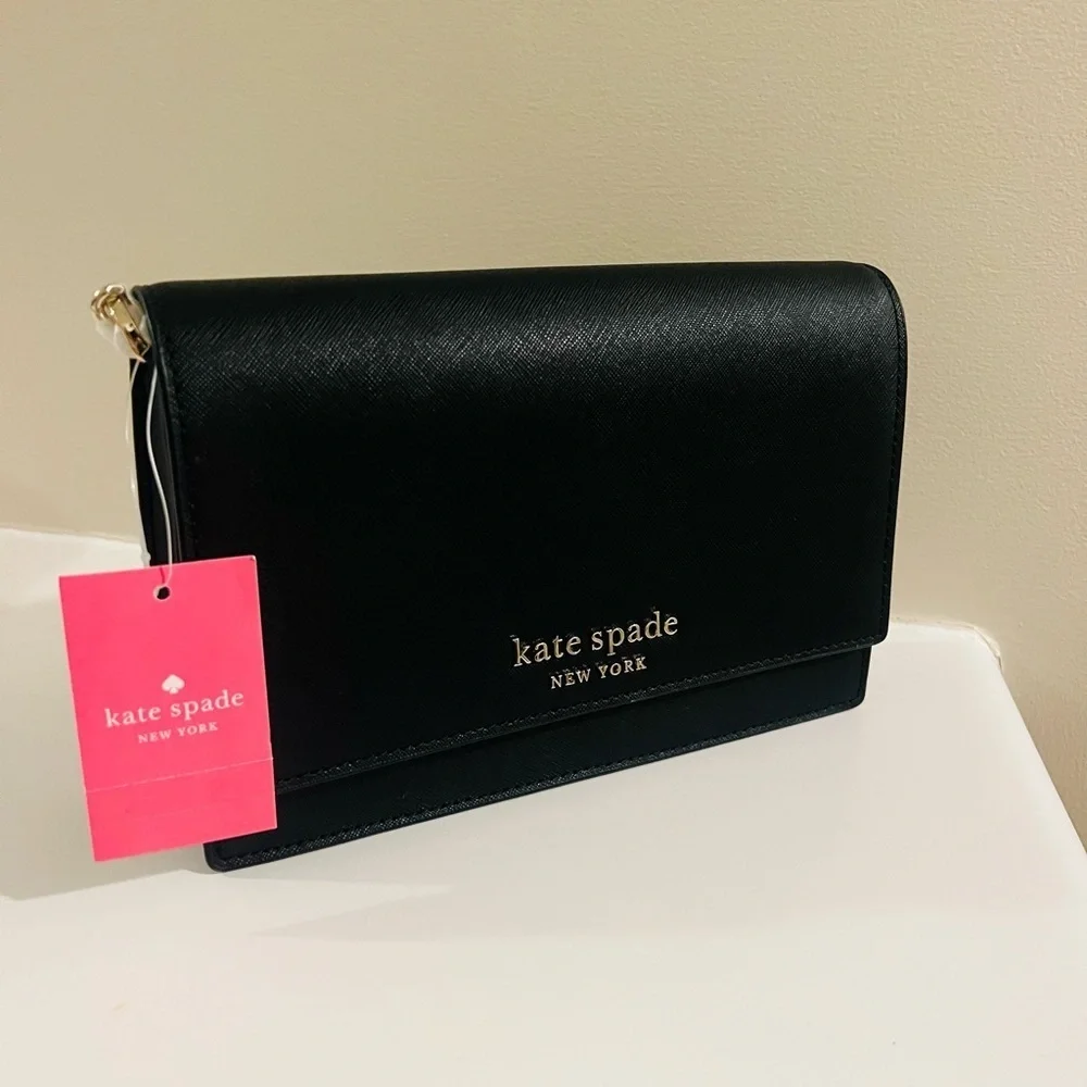 Kate Spade Black Clutch with Gold Accents